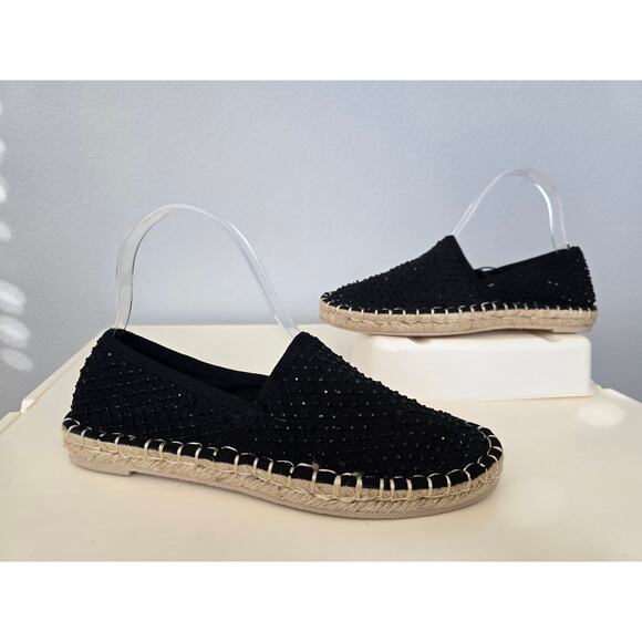 ZARA Black Sequin Espadrilles NWT Size 6.5 Slip-On Flats Summer Sparkle Vibes - Picture 4 of 10